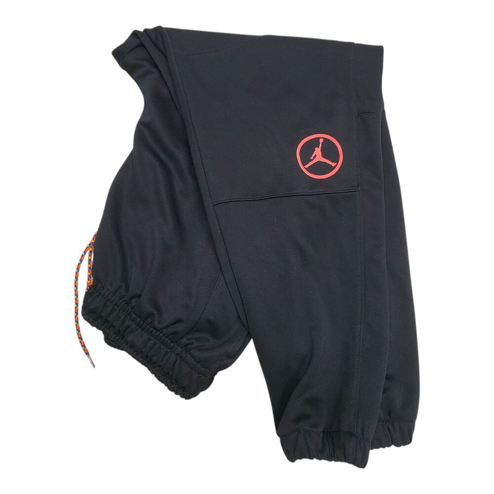 Jordan Jumpman Mens XL Track Pants Mesh Lined Joggers Black Orange Circle Logo